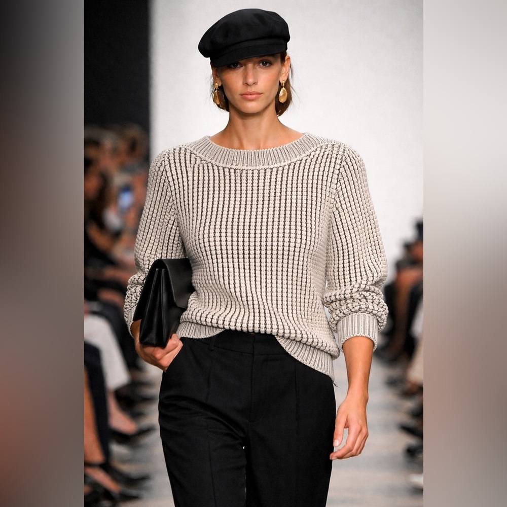 MaxMara Cream Ribbed Knit Sweater
